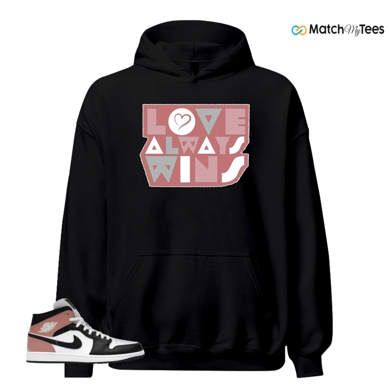 NIKE AIR JORDAN 1 MID WHITE RUST PINK BLACK SNEAKER Matching Tees hoodie