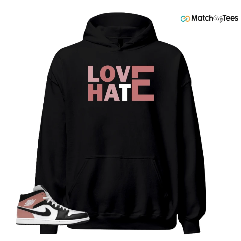 NIKE AIR JORDAN 1 MID WHITE RUST PINK BLACK SNEAKER Matching Tees hoodie