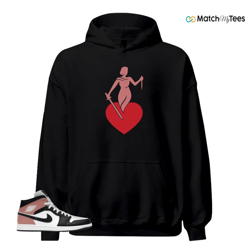 NIKE AIR JORDAN 1 MID WHITE RUST PINK BLACK SNEAKER Matching Tees hoodie