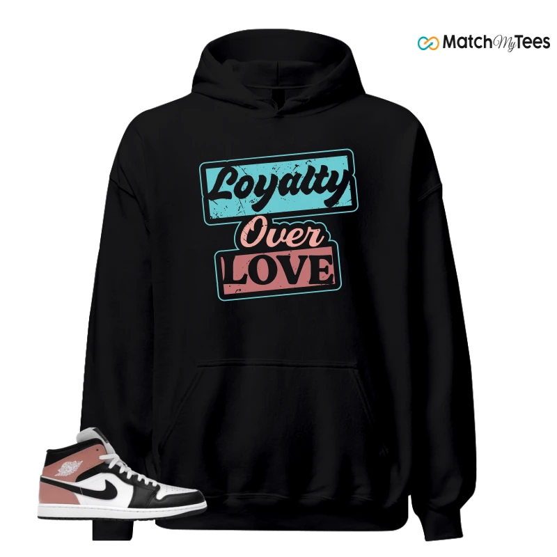 NIKE AIR JORDAN 1 MID WHITE RUST PINK BLACK SNEAKER Matching Tees hoodie