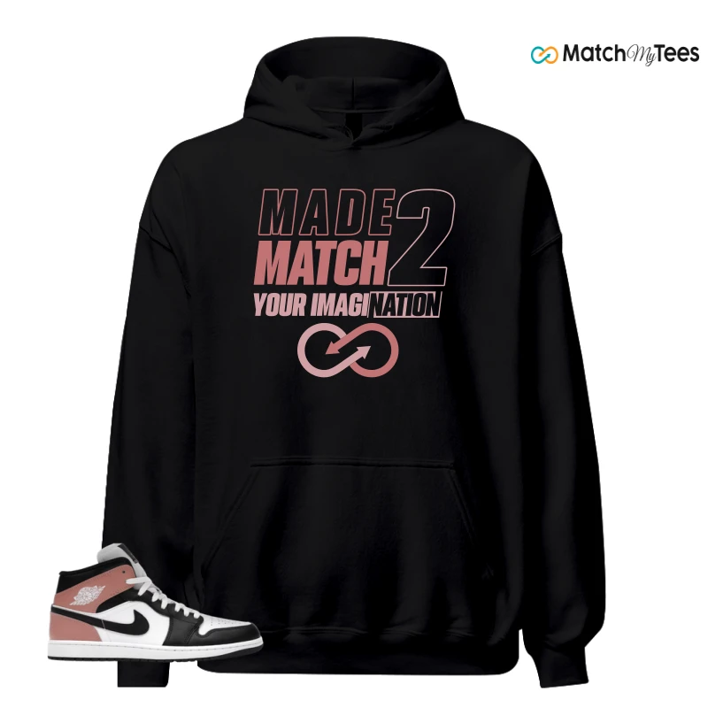 NIKE AIR JORDAN 1 MID WHITE RUST PINK BLACK SNEAKER Matching Tees hoodie