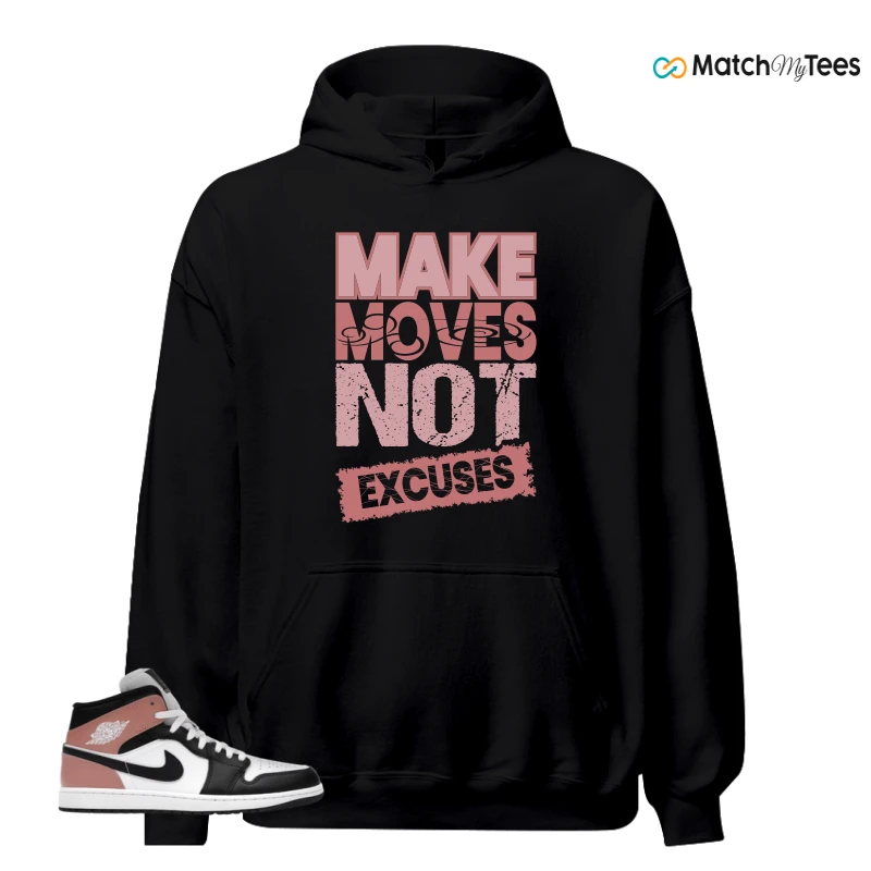 NIKE AIR JORDAN 1 MID WHITE RUST PINK BLACK SNEAKER Matching Tees hoodie