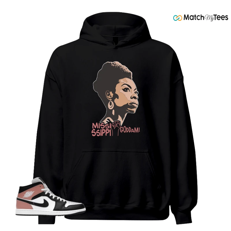 NIKE AIR JORDAN 1 MID WHITE RUST PINK BLACK SNEAKER Matching Tees hoodie