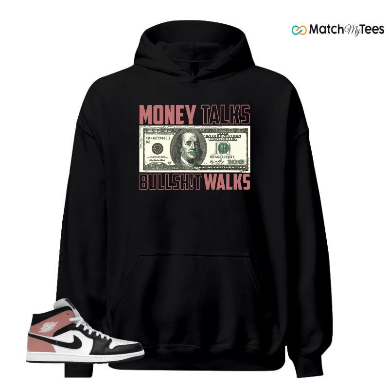 NIKE AIR JORDAN 1 MID WHITE RUST PINK BLACK SNEAKER Matching Tees hoodie