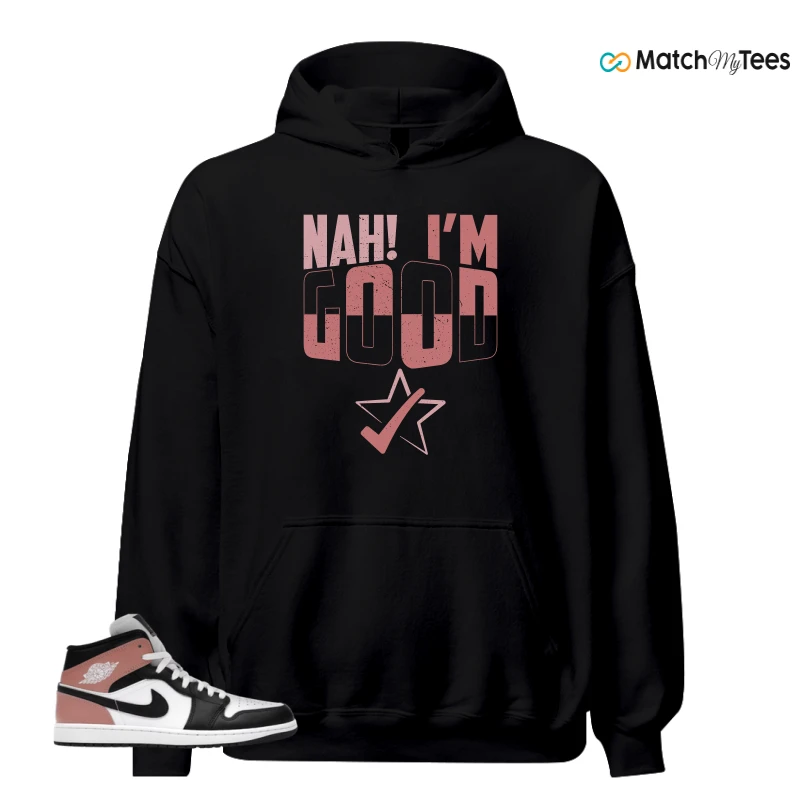 NIKE AIR JORDAN 1 MID WHITE RUST PINK BLACK SNEAKER Matching Tees hoodie