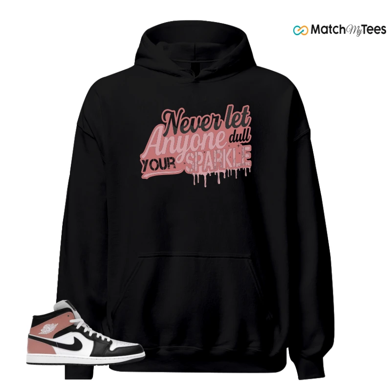 NIKE AIR JORDAN 1 MID WHITE RUST PINK BLACK SNEAKER Matching Tees hoodie