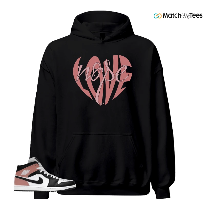 NIKE AIR JORDAN 1 MID WHITE RUST PINK BLACK SNEAKER Matching Tees hoodie