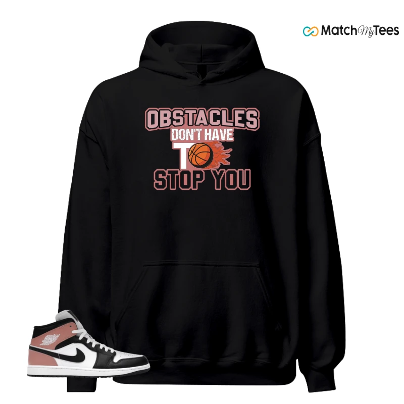 NIKE AIR JORDAN 1 MID WHITE RUST PINK BLACK SNEAKER Matching Tees hoodie