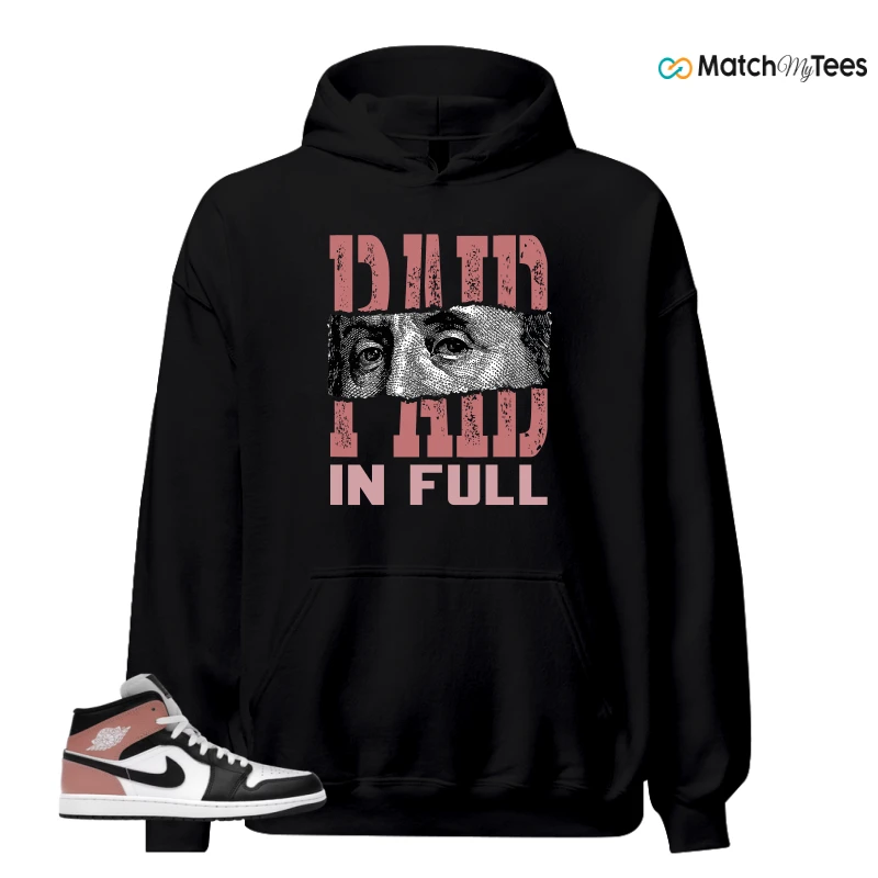 NIKE AIR JORDAN 1 MID WHITE RUST PINK BLACK SNEAKER Matching Tees hoodie