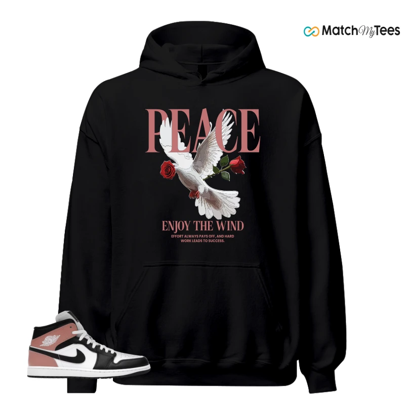 NIKE AIR JORDAN 1 MID WHITE RUST PINK BLACK SNEAKER Matching Tees hoodie