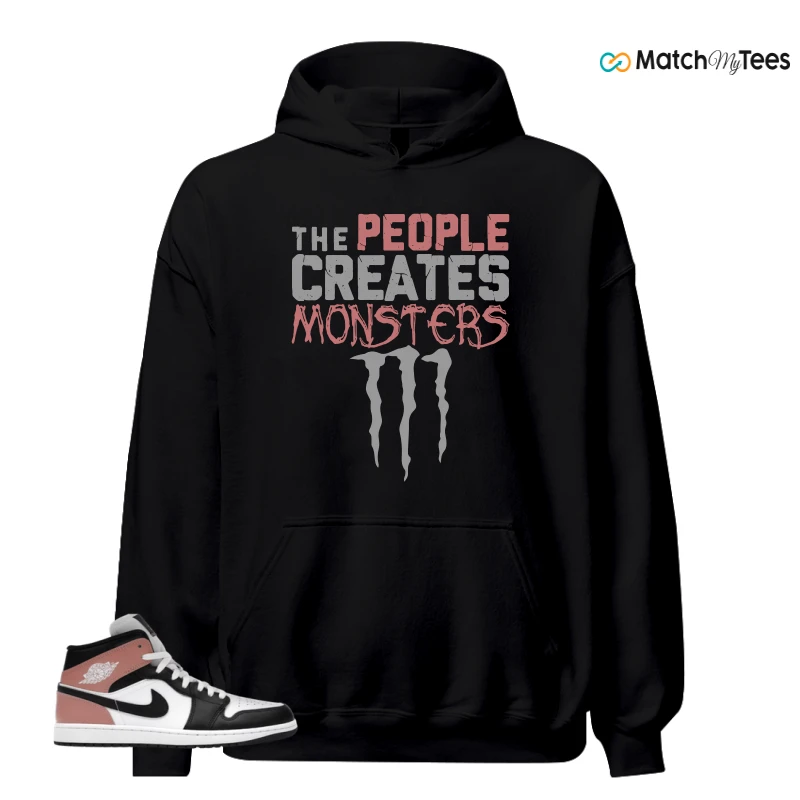 NIKE AIR JORDAN 1 MID WHITE RUST PINK BLACK SNEAKER Matching Tees hoodie