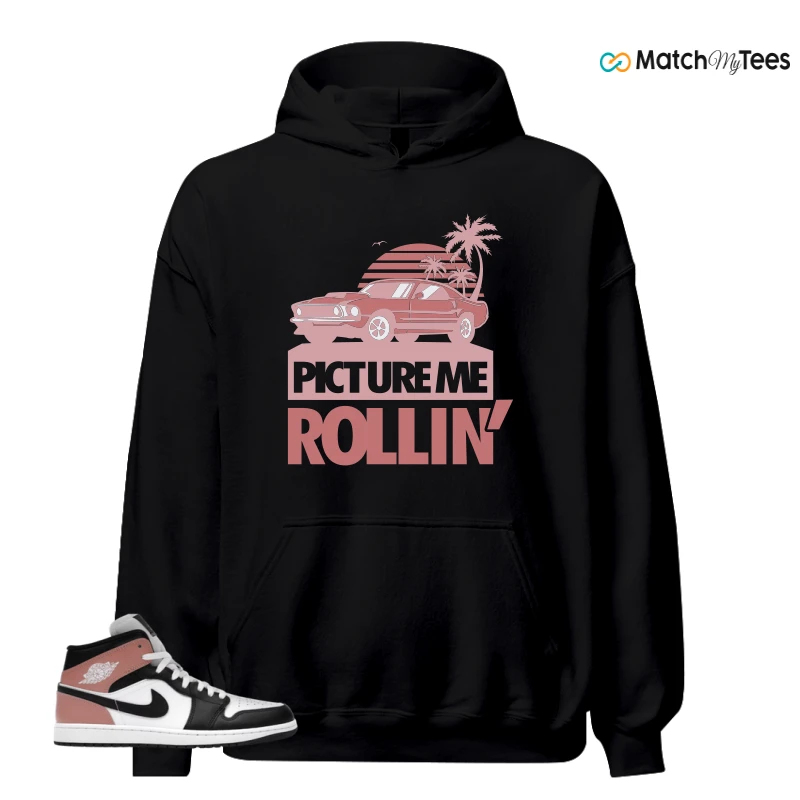 NIKE AIR JORDAN 1 MID WHITE RUST PINK BLACK SNEAKER Matching Tees hoodie