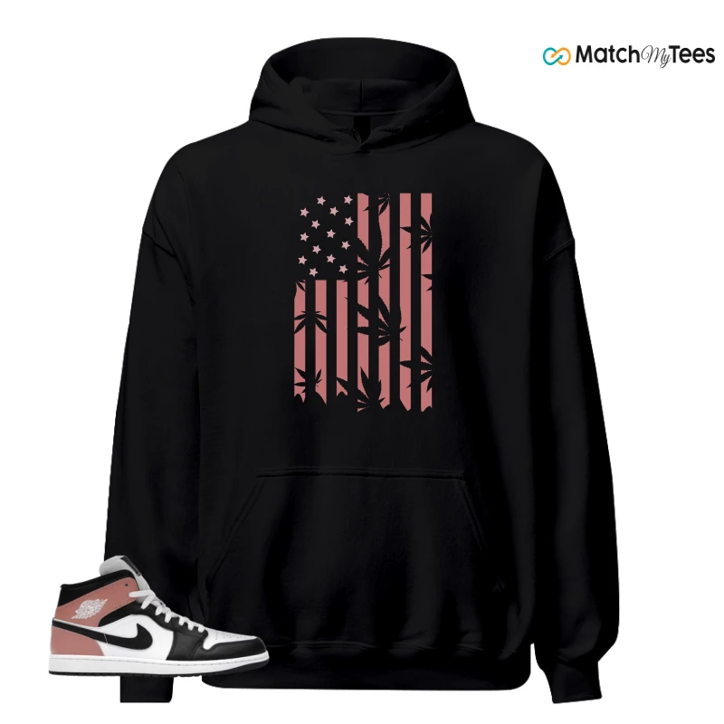 NIKE AIR JORDAN 1 MID WHITE RUST PINK BLACK SNEAKER Matching Tees hoodie