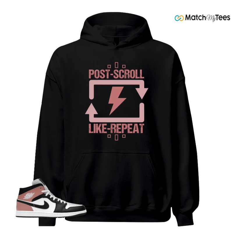 NIKE AIR JORDAN 1 MID WHITE RUST PINK BLACK SNEAKER Matching Tees hoodie