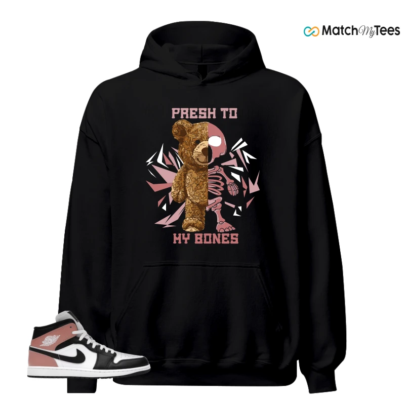 NIKE AIR JORDAN 1 MID WHITE RUST PINK BLACK SNEAKER Matching Tees hoodie