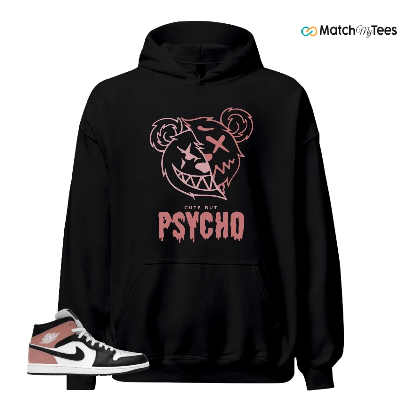 NIKE AIR JORDAN 1 MID WHITE RUST PINK BLACK SNEAKER Matching Tees hoodie