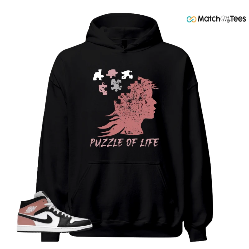 NIKE AIR JORDAN 1 MID WHITE RUST PINK BLACK SNEAKER Matching Tees hoodie