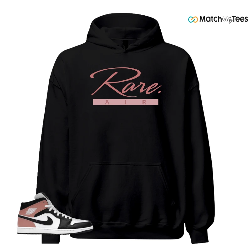 NIKE AIR JORDAN 1 MID WHITE RUST PINK BLACK SNEAKER/WHITE/RUST PINK/BLACK matching Hoodie