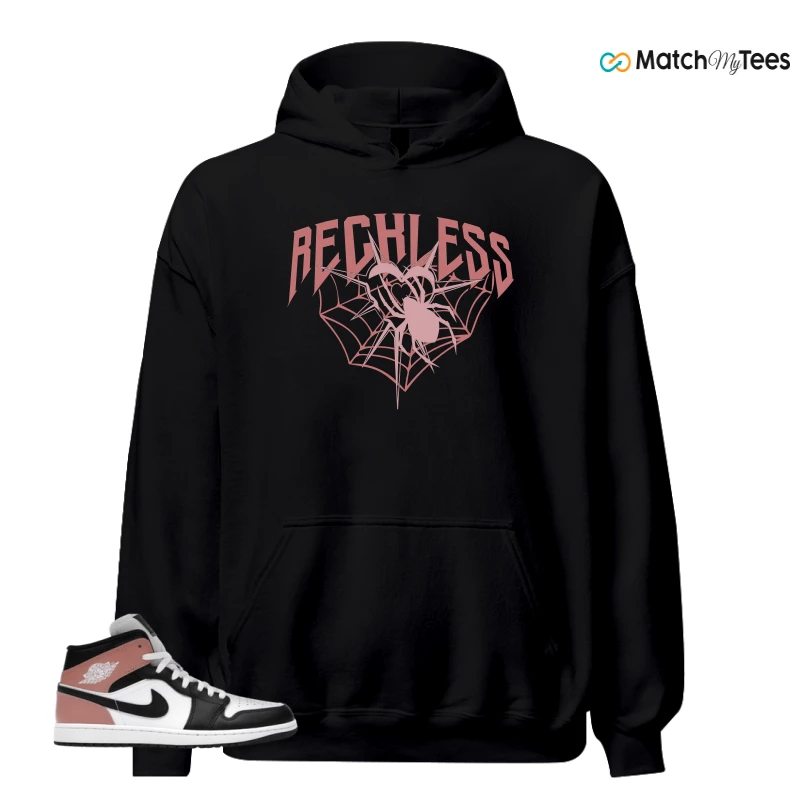 NIKE AIR JORDAN 1 MID WHITE RUST PINK BLACK SNEAKER Matching Tees hoodie