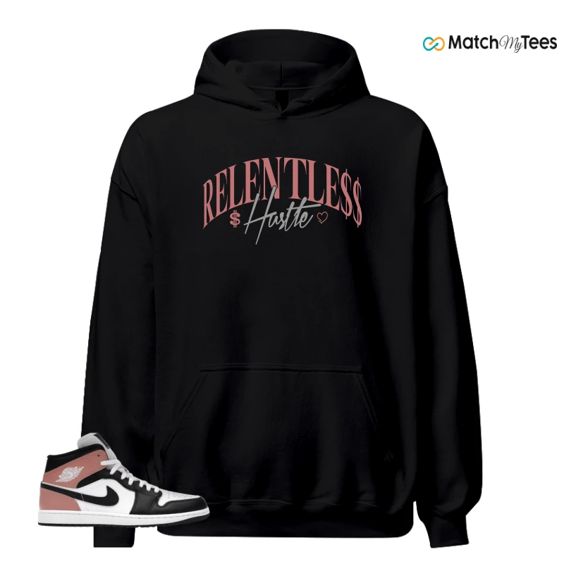 NIKE AIR JORDAN 1 MID WHITE RUST PINK BLACK SNEAKER Matching Tees hoodie