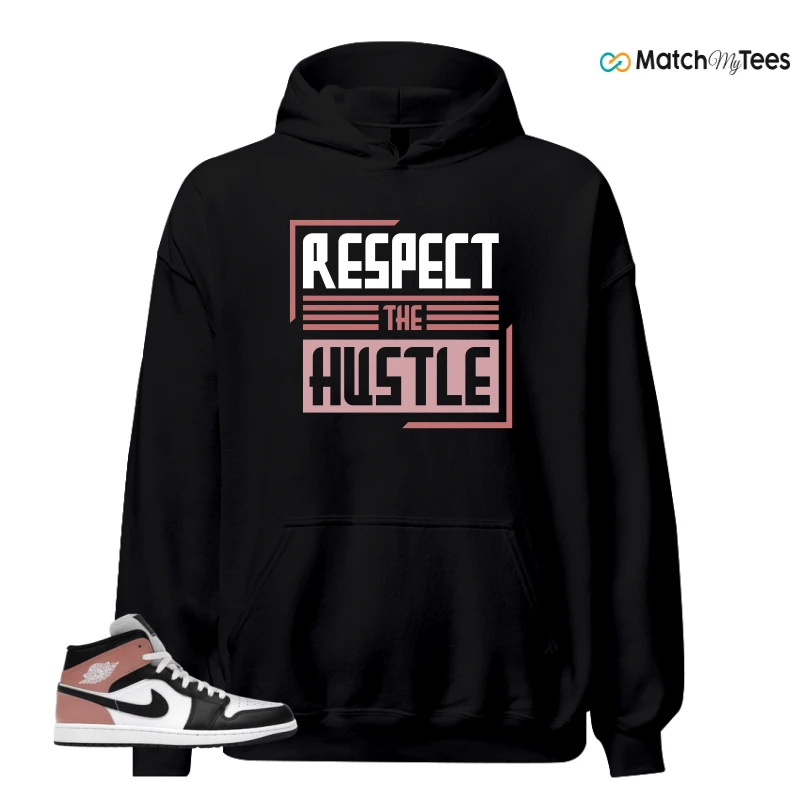 NIKE AIR JORDAN 1 MID WHITE RUST PINK BLACK SNEAKER Matching Tees hoodie
