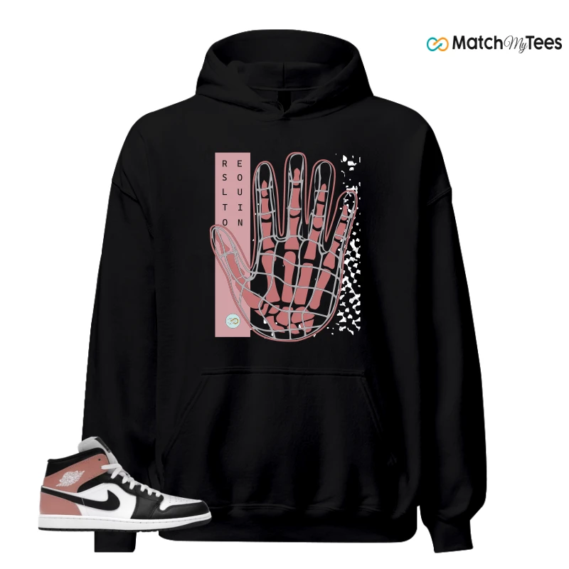 NIKE AIR JORDAN 1 MID WHITE RUST PINK BLACK SNEAKER Matching Tees hoodie