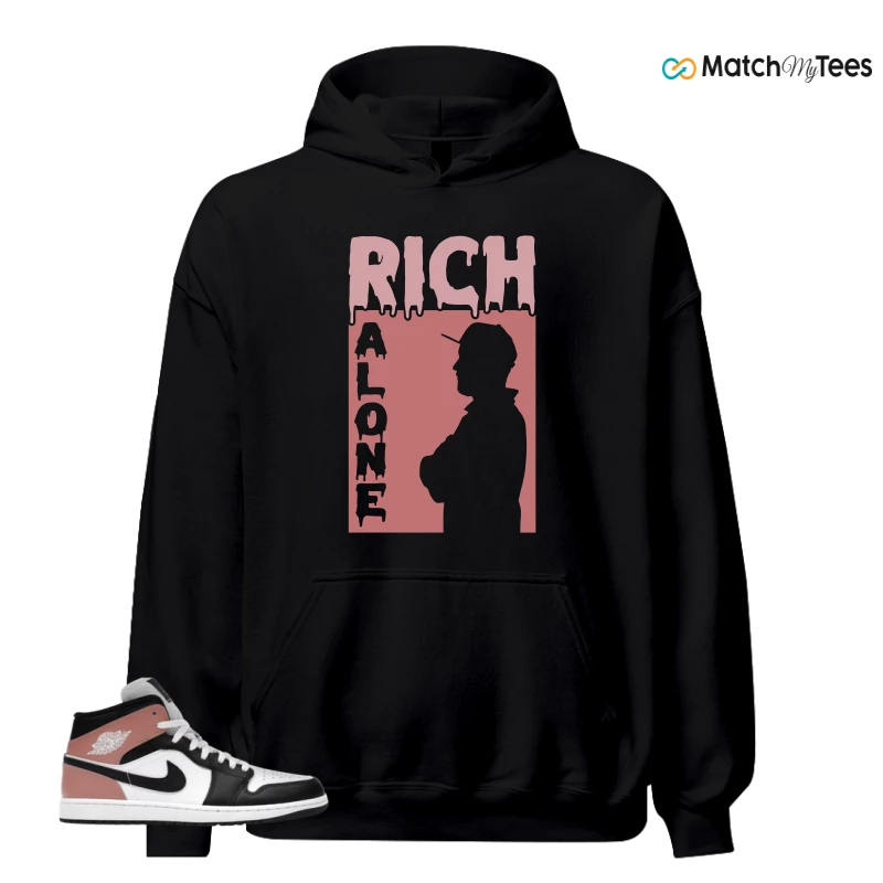 NIKE AIR JORDAN 1 MID WHITE RUST PINK BLACK SNEAKER Matching Tees hoodie