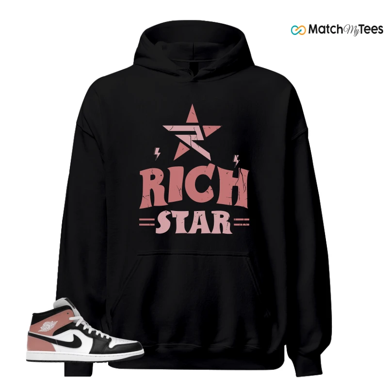 NIKE AIR JORDAN 1 MID WHITE RUST PINK BLACK SNEAKER Matching Tees hoodie