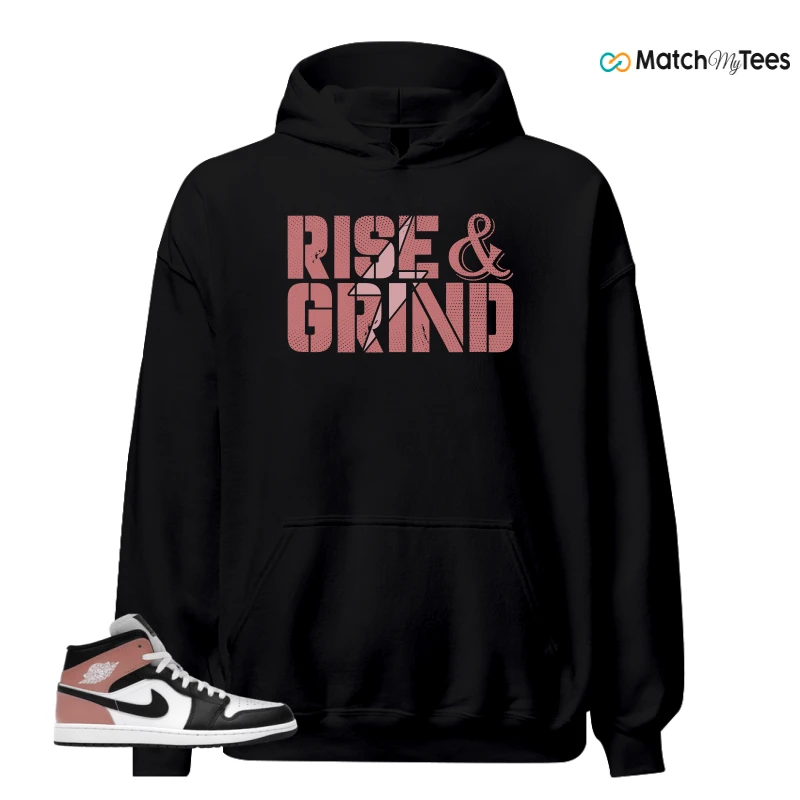 NIKE AIR JORDAN 1 MID WHITE RUST PINK BLACK SNEAKER Matching Tees hoodie