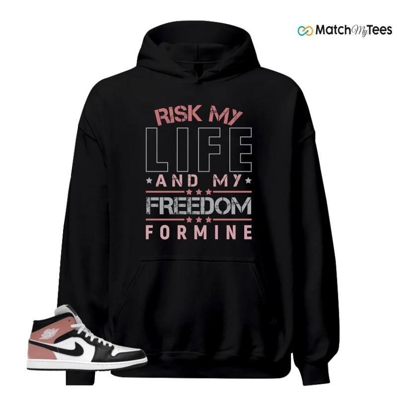 NIKE AIR JORDAN 1 MID WHITE RUST PINK BLACK SNEAKER Matching Tees hoodie