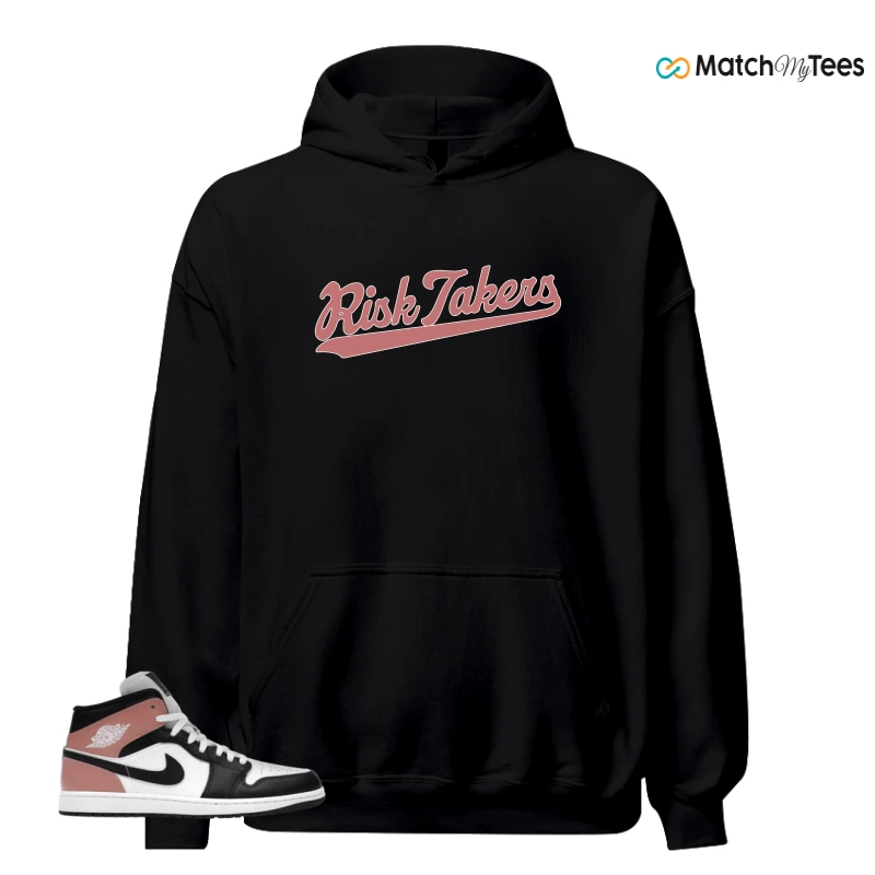 NIKE AIR JORDAN 1 MID WHITE RUST PINK BLACK SNEAKER Matching Tees hoodie
