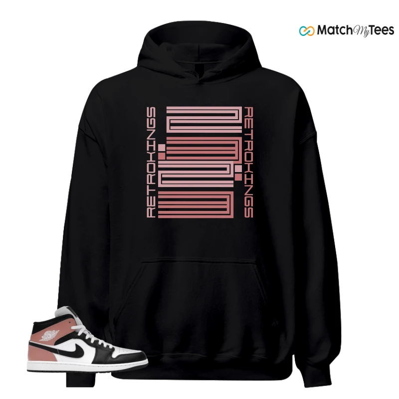 NIKE AIR JORDAN 1 MID WHITE RUST PINK BLACK SNEAKER Matching Tees hoodie