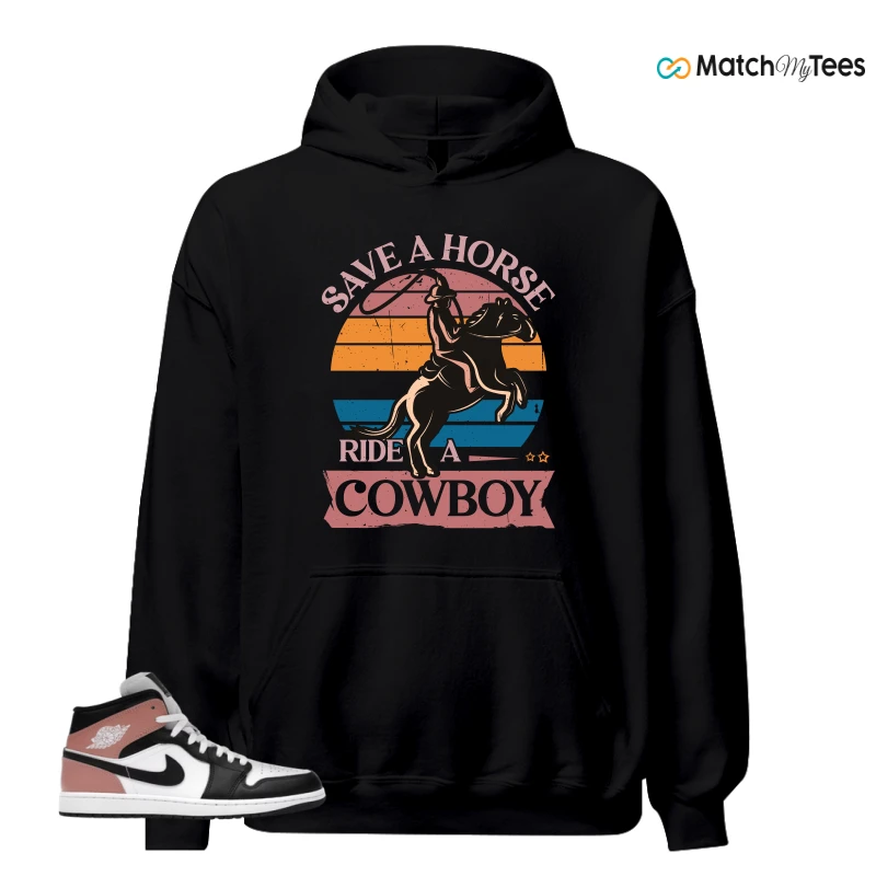 NIKE AIR JORDAN 1 MID WHITE RUST PINK BLACK SNEAKER Matching Tees hoodie