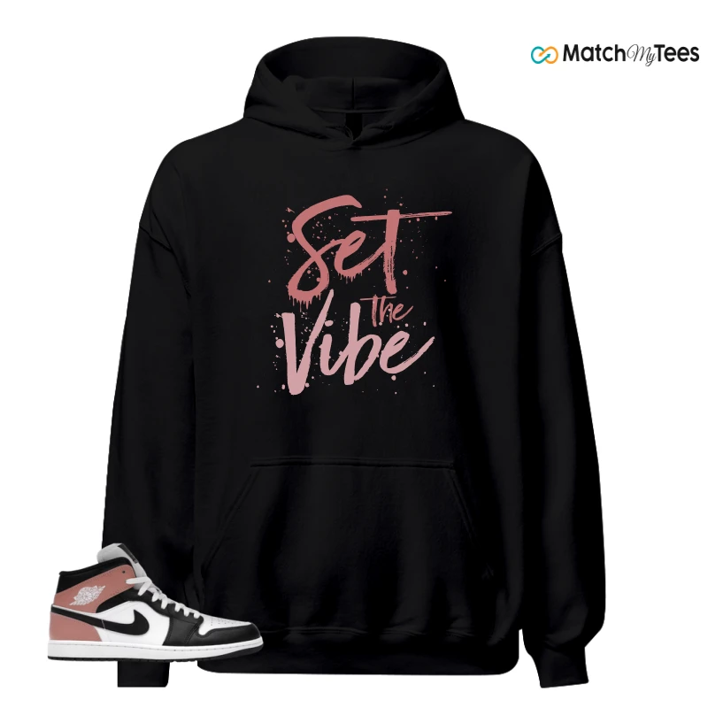 NIKE AIR JORDAN 1 MID WHITE RUST PINK BLACK SNEAKER Matching Tees hoodie