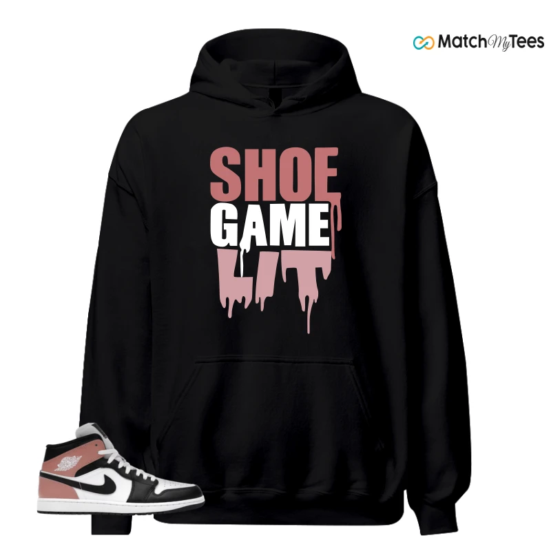 NIKE AIR JORDAN 1 MID WHITE RUST PINK BLACK SNEAKER Matching Tees hoodie