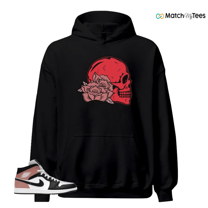 NIKE AIR JORDAN 1 MID WHITE RUST PINK BLACK SNEAKER Matching Tees hoodie