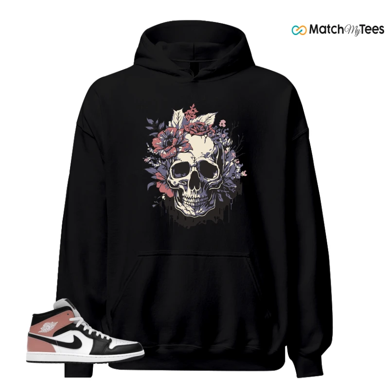 NIKE AIR JORDAN 1 MID WHITE RUST PINK BLACK SNEAKER Matching Tees hoodie