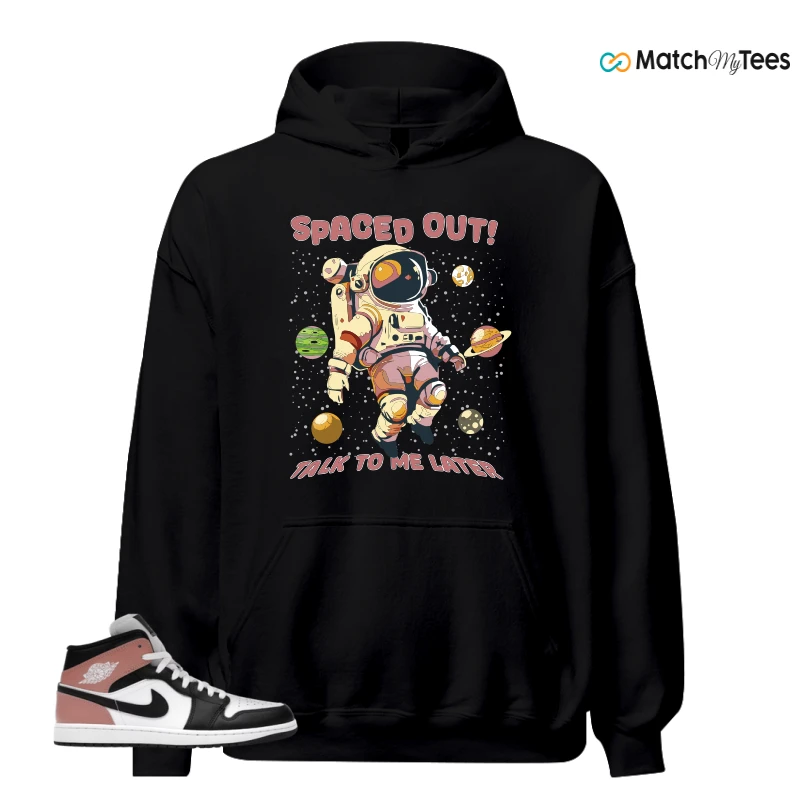 NIKE AIR JORDAN 1 MID WHITE RUST PINK BLACK SNEAKER Matching Tees hoodie