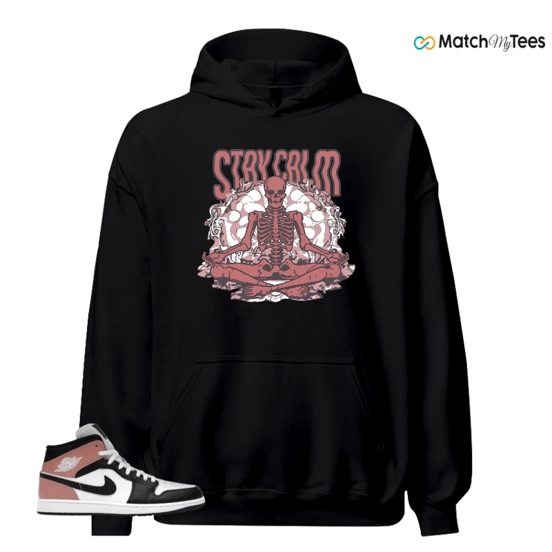 NIKE AIR JORDAN 1 MID WHITE RUST PINK BLACK SNEAKER Matching Tees hoodie