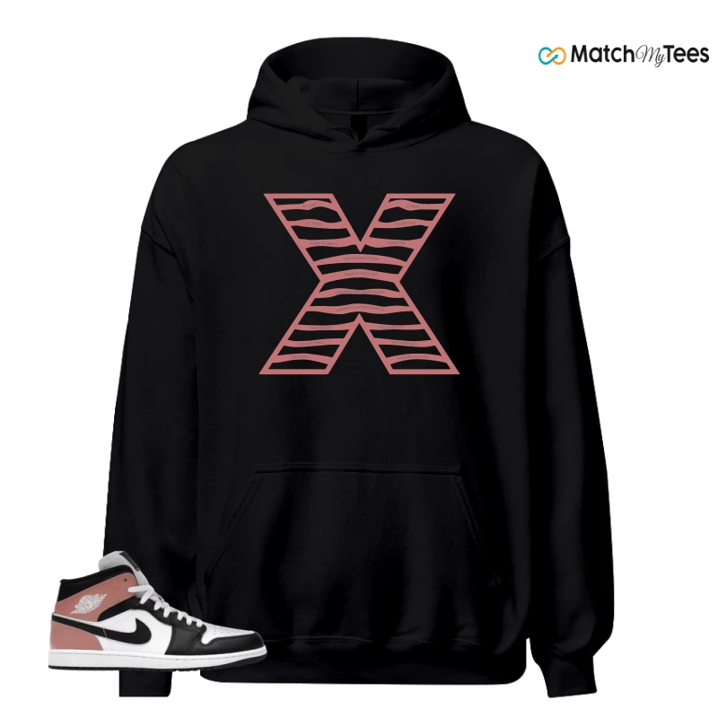 NIKE AIR JORDAN 1 MID WHITE RUST PINK BLACK SNEAKER Matching Tees hoodie