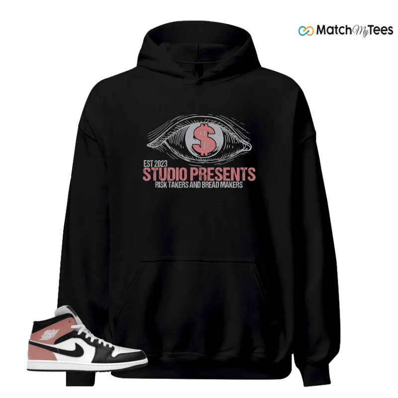 NIKE AIR JORDAN 1 MID WHITE RUST PINK BLACK SNEAKER Matching Tees hoodie