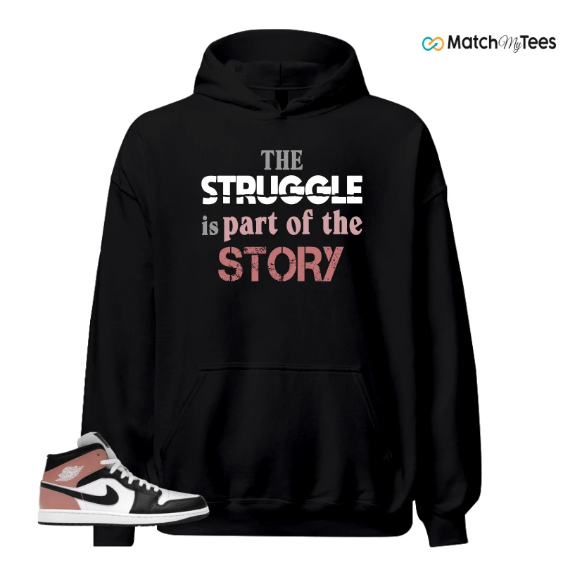 NIKE AIR JORDAN 1 MID WHITE RUST PINK BLACK SNEAKER Matching Tees hoodie