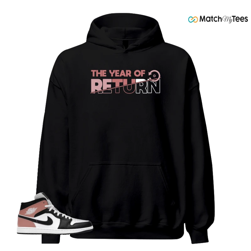 NIKE AIR JORDAN 1 MID WHITE RUST PINK BLACK SNEAKER Matching Tees hoodie