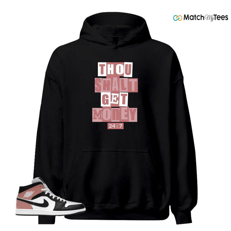 NIKE AIR JORDAN 1 MID WHITE RUST PINK BLACK SNEAKER Matching Tees hoodie