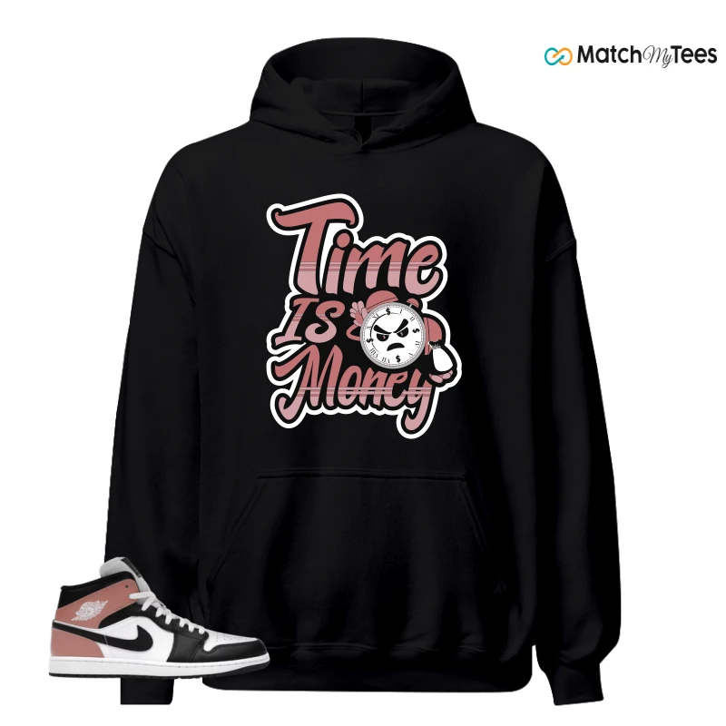 NIKE AIR JORDAN 1 MID WHITE RUST PINK BLACK SNEAKER Matching Tees hoodie