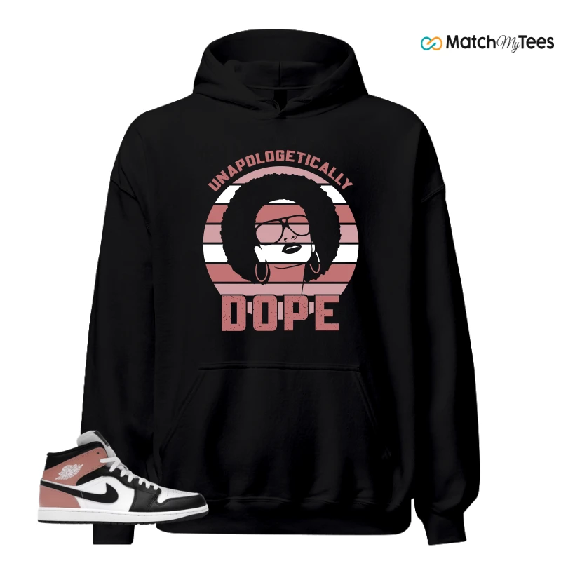 NIKE AIR JORDAN 1 MID WHITE RUST PINK BLACK SNEAKER Matching Tees hoodie