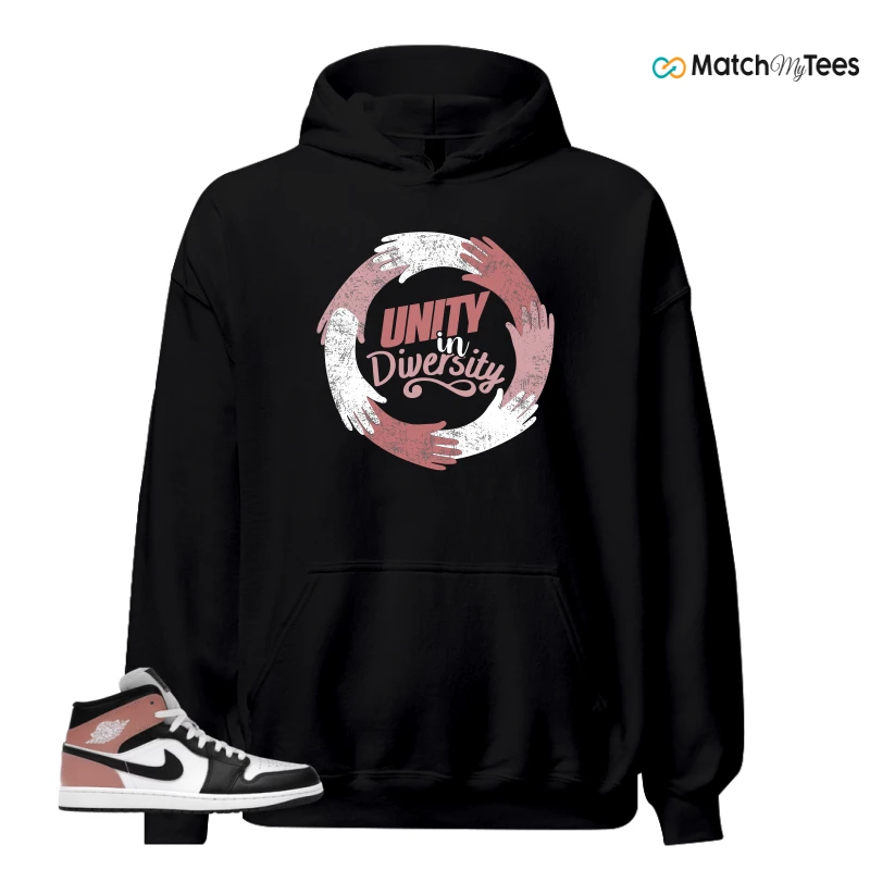 NIKE AIR JORDAN 1 MID WHITE RUST PINK BLACK SNEAKER Matching Tees hoodie