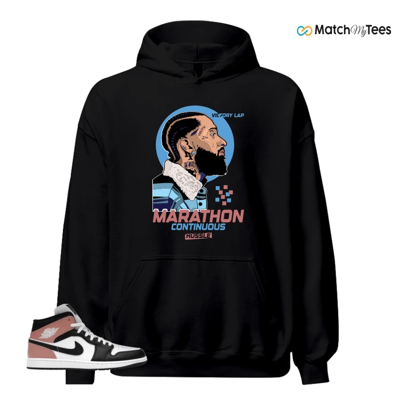 NIKE AIR JORDAN 1 MID WHITE RUST PINK BLACK SNEAKER Matching Tees hoodie