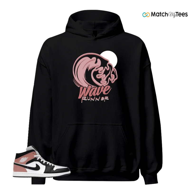 NIKE AIR JORDAN 1 MID WHITE RUST PINK BLACK SNEAKER Matching Tees hoodie