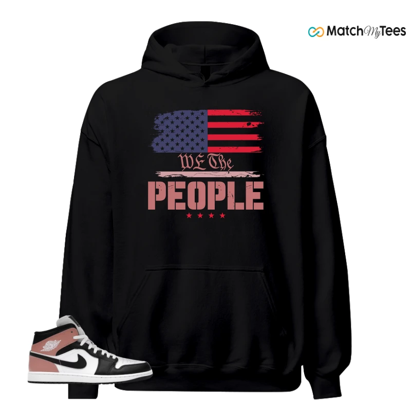 NIKE AIR JORDAN 1 MID WHITE RUST PINK BLACK SNEAKER Matching Tees hoodie